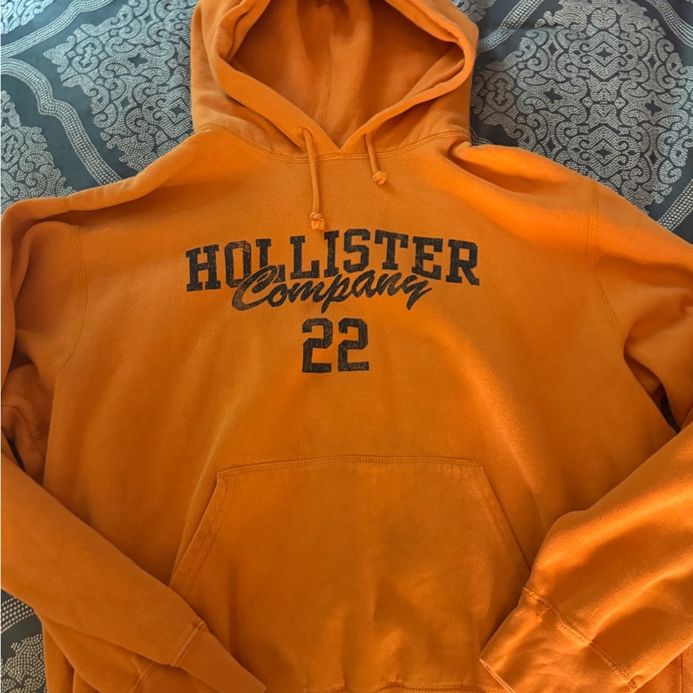 Hollister Men's Bright Orange Hoodie